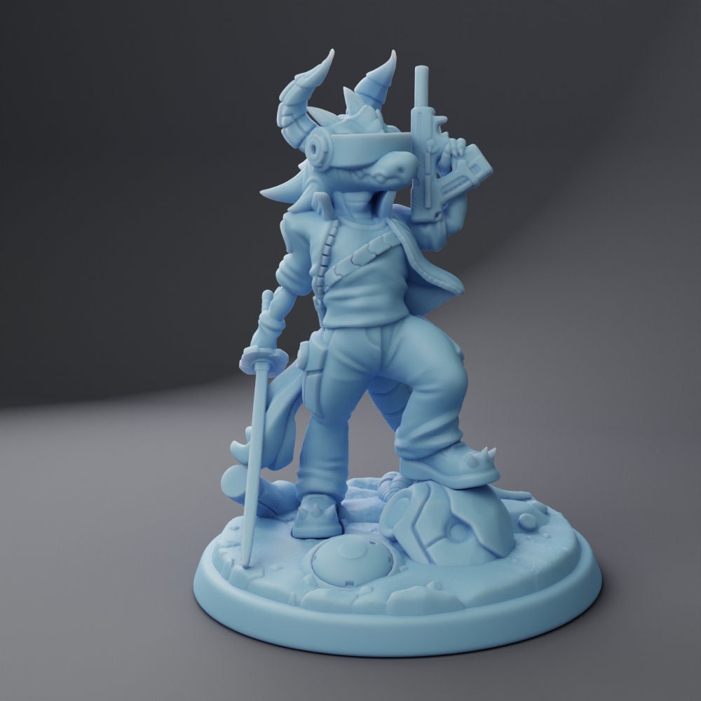 Cyberpunk Kobold - Cybold - Twin Goddess Miniatures - D&D - TTRPG - 32mm/75mm Miniature - Pathfinder - Unpainted