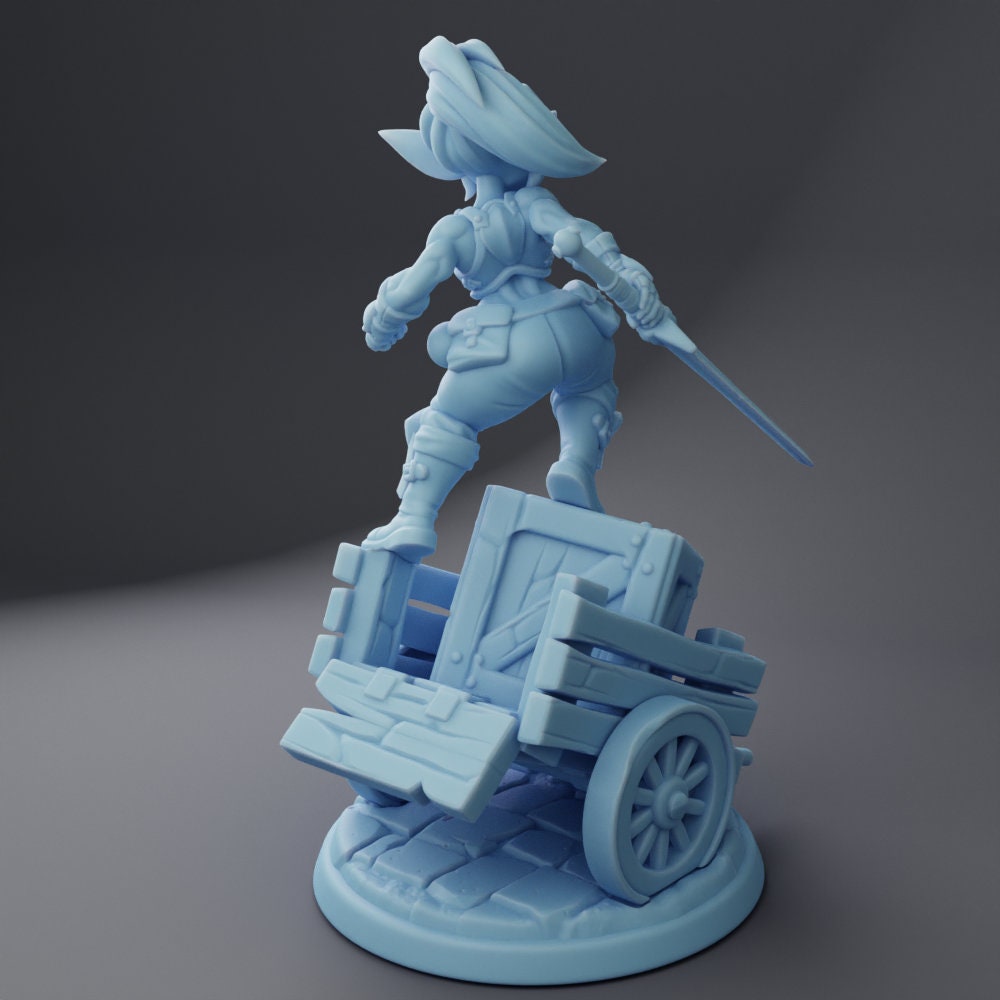 Blix the Goblin Fighter (Action Pose) - Twin Goddess Miniatures - D&D - TTRPG - 32mm/75mm Miniature - Pathfinder - Unpainted - 5E