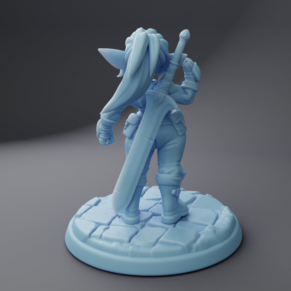 Blix the Goblin Fighter - Twin Goddess Miniatures - D&D - TTRPG - 32mm/75mm Miniature - Pathfinder - Unpainted - 5E