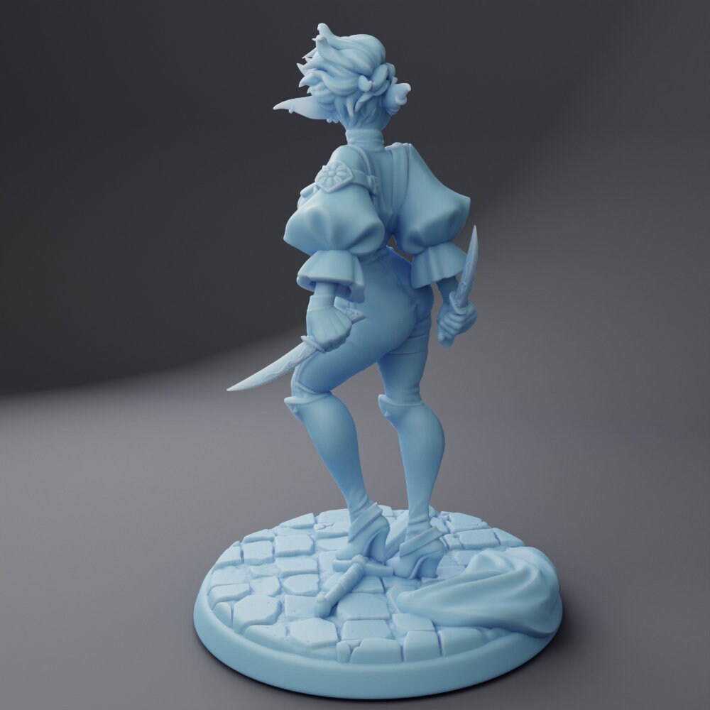 Knotta the Elf Rogue - Twin Goddess Miniatures - D&D - TTRPG - 32mm/75mm Miniature - Pathfinder - Unpainted - 5E