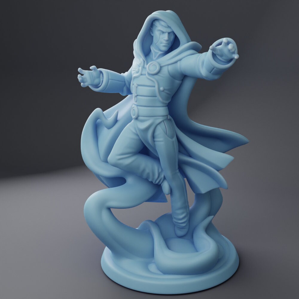 L the Blue Wizard - Twin Goddess Miniatures - D&D - TTRPG - 32mm/75mm Miniature - Pathfinder - Unpainted - 5E