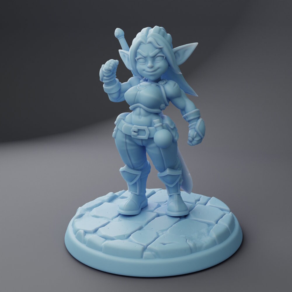 Blix the Goblin Fighter - Twin Goddess Miniatures - D&D - TTRPG - 32mm/75mm Miniature - Pathfinder - Unpainted - 5E