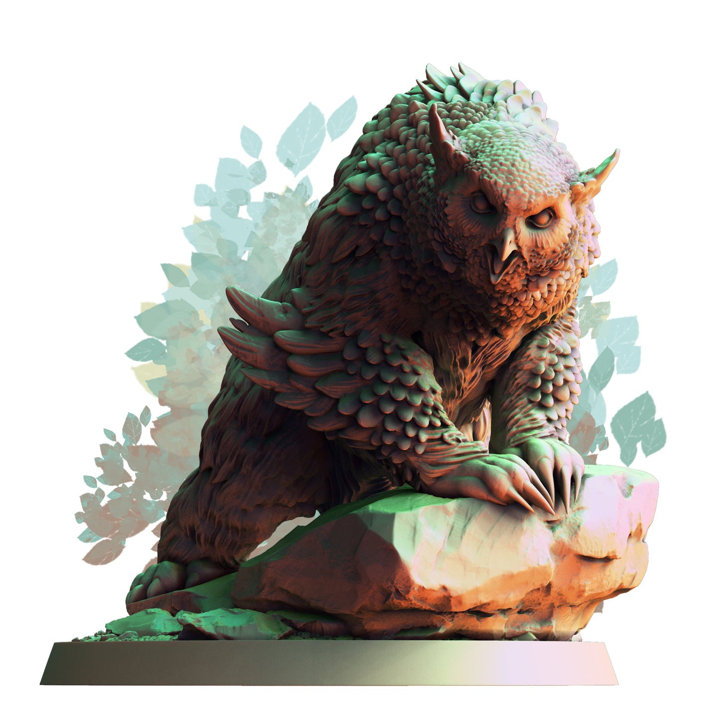Owlbeast on the Rocks - OwlBear - D&D - TTRPG - 28mm Miniature - Pathfinder - Unpainted - Print My Minis