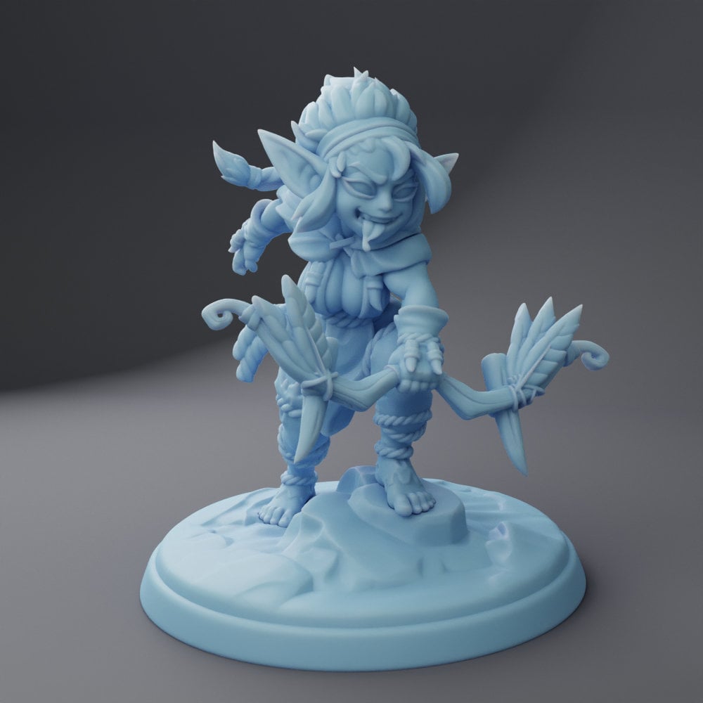 Female Goblin Ranger - Twin Goddess Miniatures - D&D - TTRPG - 32mm/75mm Miniature - Pathfinder - Unpainted -