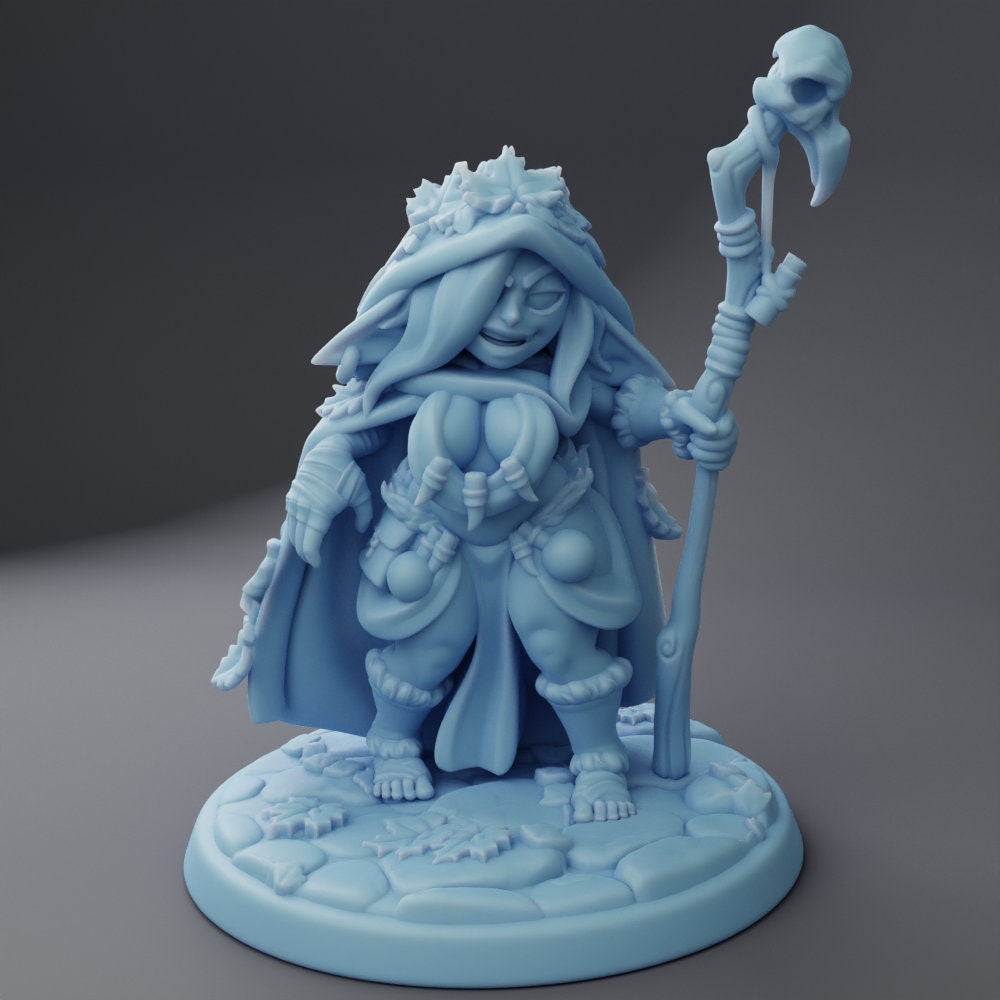 Female Goblin Druid - Twin Goddess Miniatures - D&D - TTRPG - 32mm/75mm Miniature - Pathfinder - Unpainted -