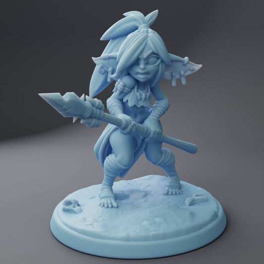 Level 1 Female Goblin Fighter - Twin Goddess Miniatures - D&D - TTRPG - 32mm/75mm Miniature - Pathfinder - Unpainted -